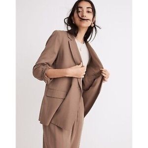 MadeWell Womens Drapeweave Caldwell Double-Breasted Blazer Black NH328